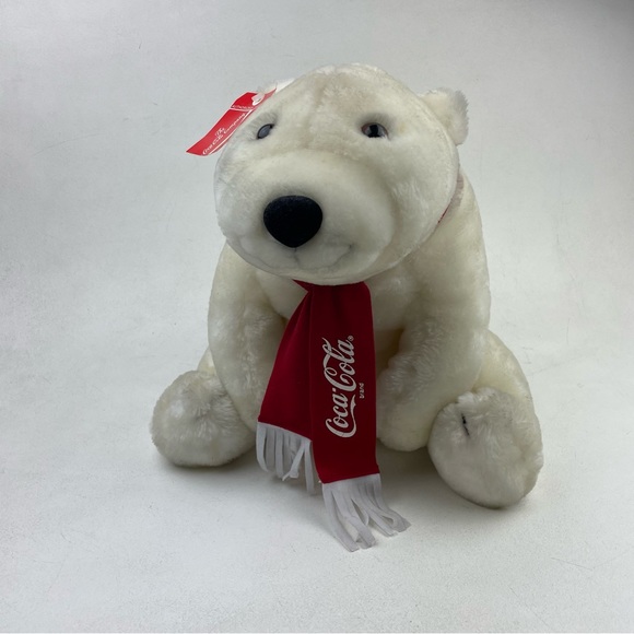 Vintage 1993 Coca Cola COKE White Polar Teddy Bear Plush Toy RARE!! - Picture 1 of 11